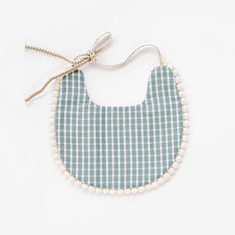 ポンポン付きスタイ(チェック/芯地あり) - 画像 (2)